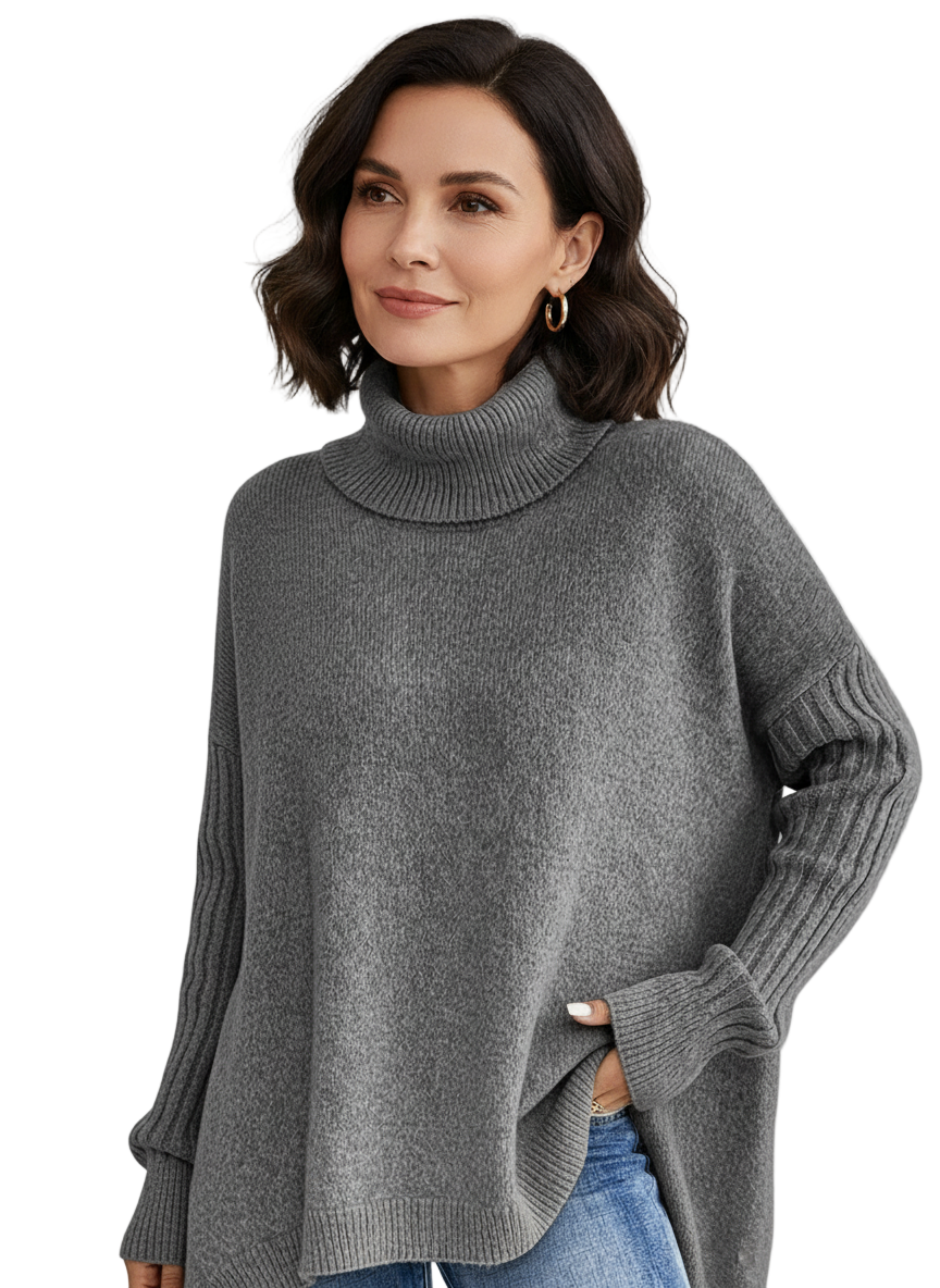 Rosa Rollkragenpullover modern